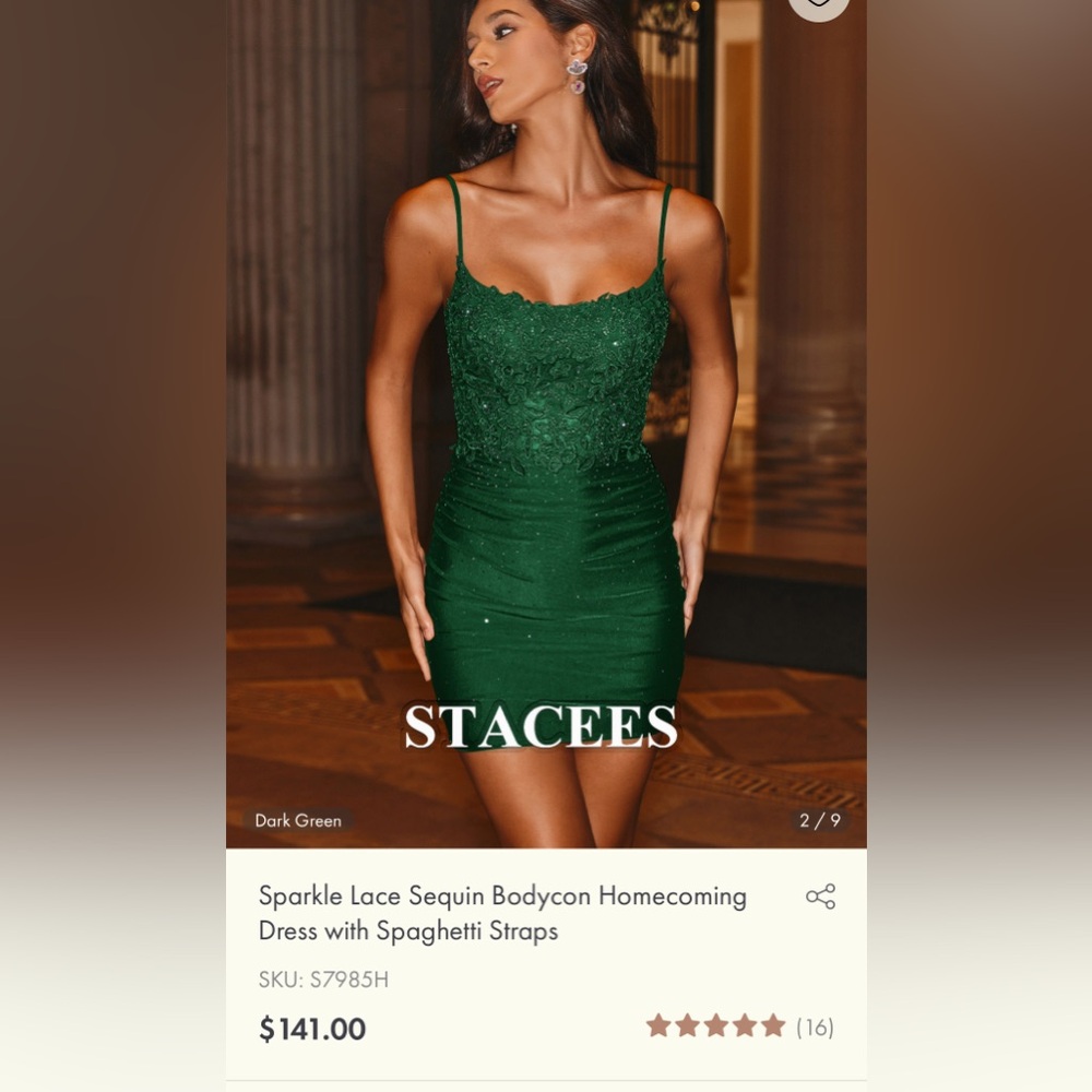 Elegant Green Lace Dress - Picture 3 of 6